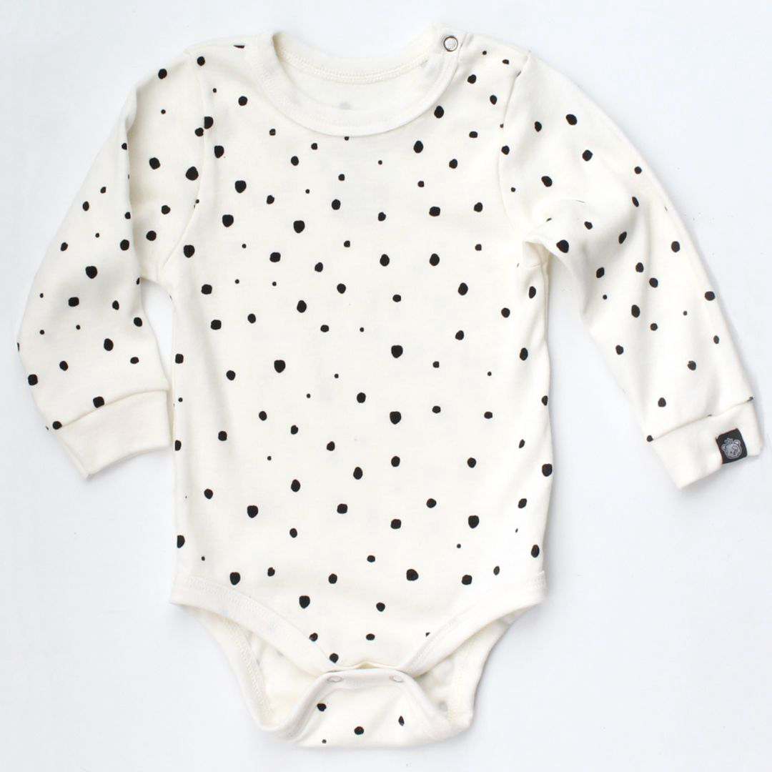 Body Manga Longa Off White - Pintinhas